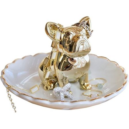 Aloe Cactus Elefant Ringhållare Katt Prydnadsfat Smyckeskrin Gåvor, Flamingo Elefant Katt Bulldog Tema Gåvor (Bulldog)