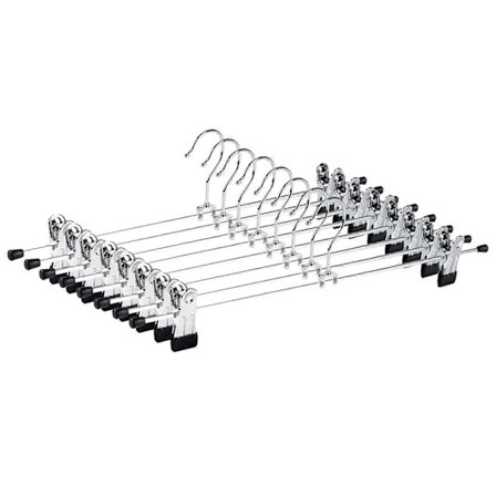 10-pak 40 cm krombelagte bøjler i jern, sølvfarvede metalbuksebøjler til bukser, shorts, nederdel, strømper, undertøj, med skridsikre klemmer