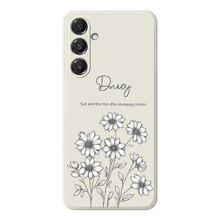 Til Samsung Galaxy A16 5G 4G Etui Skitse Blomster Mønster Trykning Lige Kant TPU Telefon Bagside Cover Beige