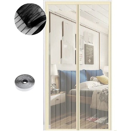 Breeze Insektsnät Skärmdörr, Glasfibernät Självförslutande för Uteplats Balkong Husbil, Magnetisk Stängning Kraftig för Enkel Installation Automatisk