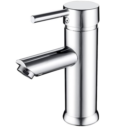 Moderne messingkrop etgrebs vandhane til badeværelse håndvask justerbar varmt og koldt vand blander med sølv krom finish (kort)