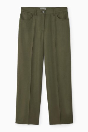 COS Women's Regular Fluid Straight Leg Trousers in Green