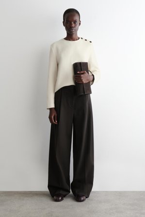 COS Women's Sudadera De Lana Hervida Con Detalle De Botones in Blanco