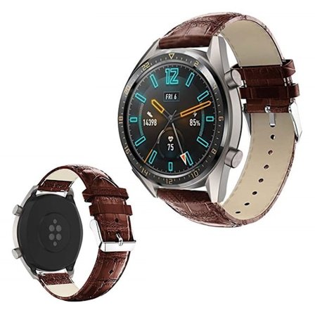Huawei Watch GT 2 46mm krokotiili aito nahkainen kellonauha - Ruskea