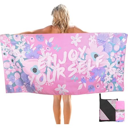 Rosa Camping Mikrofiber Strandhåndkle Stor, 160 * 80CM Hurtigtørkende S