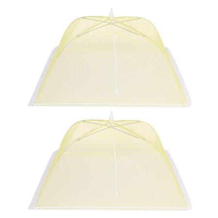 2 st Hushålls Mesh Mat Skydd Tält Tvättbart Vikbart Köksredskap Gul 43x43cm