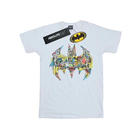 DC Comics Dam/Kvinnor Batman Batgirl Logo Collage Bomull Boyfriend T-Shirt White 5XL