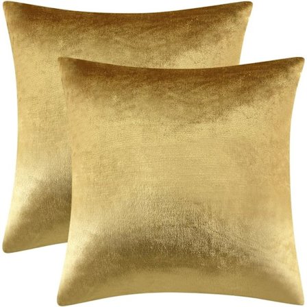 Set med 2 Guld Sammet Dekorativa Kuddfodral 45 x 45 cm för Soffsäng