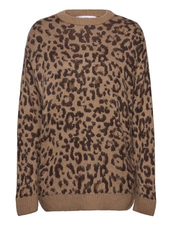 Leopard-Print Sweater With Contrasting Trims Brown Mango