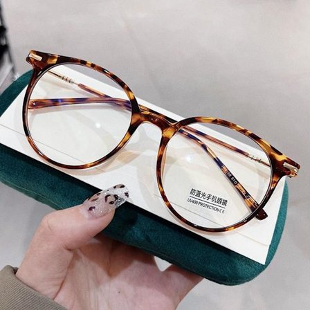 Pyöreät sinivalolasit LEOPARD PRINT -kuosilla