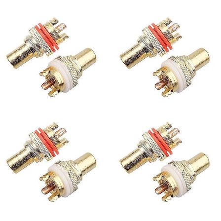 8 stk. RCA-kontakt HiFi-terminaler Pom-isolasjon RCA-sokkeladapter AV-terminal Phonokontakt, Gull, G