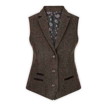Dame Tweed Sildebens Blazer Jakke Vest Brun 1920'er Vintage Skræddersyet
