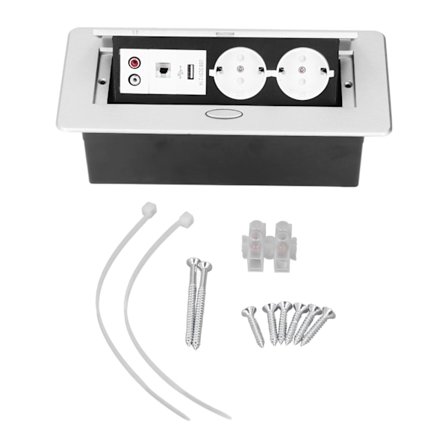 Skjult Messing PC Innfelt Skrivebordskontakt EU-plugg 250V Kontor Fabrikkbruk