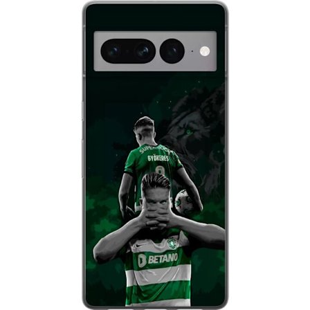 Yhteensopiva Puhelinkuori Google Pixel 7 Pro Neonmotiivi, jossa teksti "Gaming is in my DNA" sinisenä ja punaisena tiiliseinällä, jossa loistava DNA-s