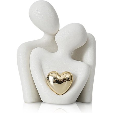 Romantisk par statue, Abstrakt skulptur små hylde ornamenter til stue, Hvide ornamenter par figur skulpturer gaver