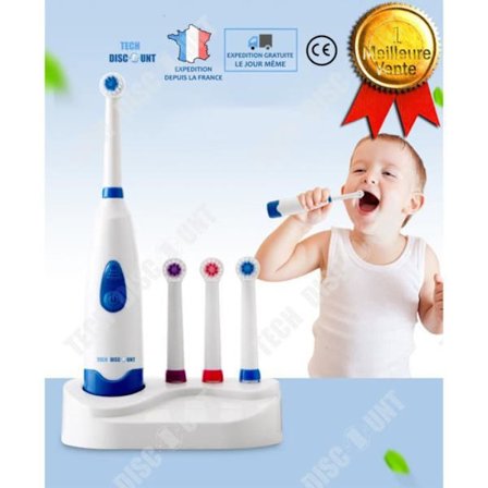 TD Vattentät roterande eltandborste med 3 borsthuvuden designade för roterande vibrationsdesign för barn