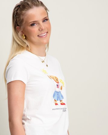Polo Ralph Lauren Polo Bear Cotton Jersey Tee Hvit T-skjorter Jente - Kids Brand Store