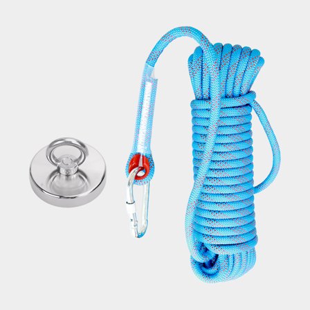 Kit para pesca magnética NOCK Caça ao Tesouro Base, íman de neodímio unilateral (Ø75 mm / força de elevação 320 kg) + trava de rosca, 5 ml + cabo 