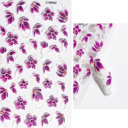 3 stk. Tredimensionelle selvklæbende prægede blomster neglekunst klistermærker (06)