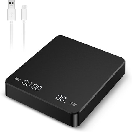 Digital Köksvåg med Timer, Drip Espresso Våg 3 kg/0,1g Hög Precision, Uppladdningsbar Portabel Kaffevåg, 3 Enheter, Tara, Auto Av