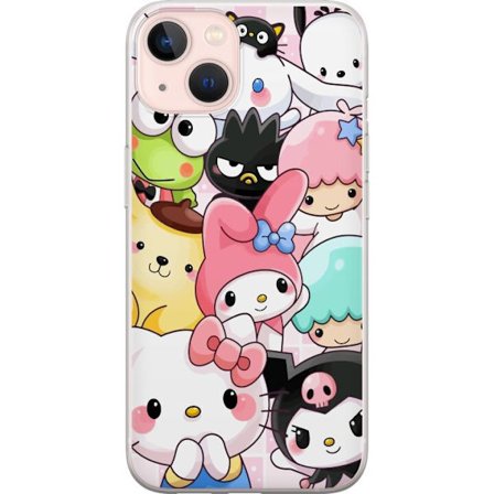 Yhteensopiva Puhelinkuori Apple iPhone 13 Tiheä kuvio suloisia hahmoja, joilla on suuret silmät eri väreissä ja ilmeissä LABUBU-tekstillä