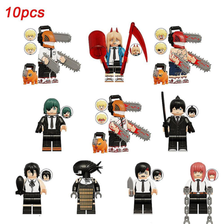 10 stk/sæt Motorsav Mand Minifigurer Byggesten Minifigur Samlet Legetøj Dekoration Børn Legetøjspresenter