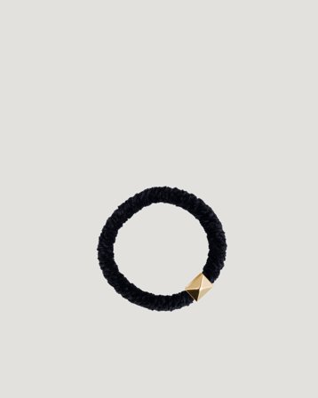 Dark Department Fluffy Fat Hair Tie W/Gold Musta Asusteet Tytöt - Kids Brand Store
