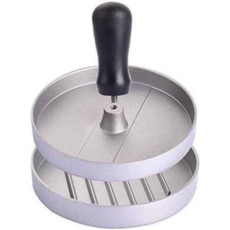 Burgerpresse, Bøfpresse, Bøfform, Fremstillet af støbt aluminium og belagt med fødevaresikkert og non-stick materiale