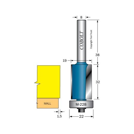 Cobolt 205-024-M228 Kantfres med kulelager for grovprofilering, Maskintilbehør & forbruk