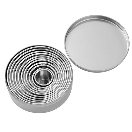 11 st rostfritt stål kakskärare set Mousse kex rund skärring små molds varierar från 0,9-3,6 tum