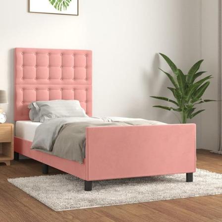 Vidaxl Sängram Med Huvudgavel Rosa 100x200 Cm Sammet Rosa