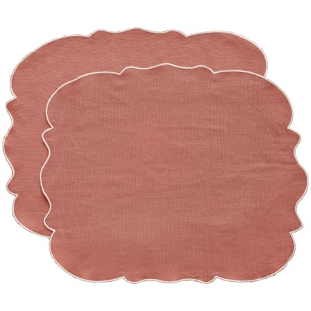 Decotique Gia dækkeserviet hør 45 × 35 cm 2-pak, rosa/hvid - Pink, hvid | KitchenOne
