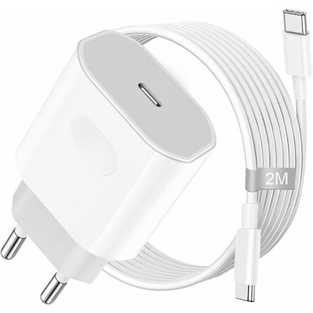 USB-C Snabbladdare 20W PD + USB-C Kabel 3A för iPhone 15 & Samsu