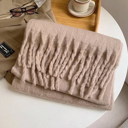 Vinter Cashmere Scarf Lång Tofs Scarves KHAKI