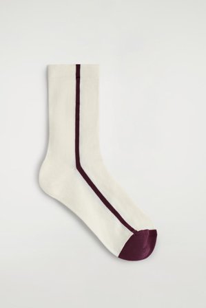 COS Damen Striped Cotton Socks - Weiss
