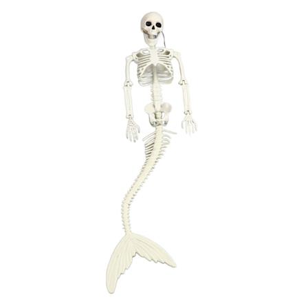 Realsitisk Livsstor Skelet-Havfrue Halloween Udendørs Dekoration med Bevægelige Led og Poserbare Funktioner