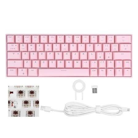 3-tilainen langaton mekaaninen näppäimistö N-näppäimen rollover 64 näppäintä RGB 2.4G langaton Type C -johdollinen vaaleanpunainen mekaaninen 