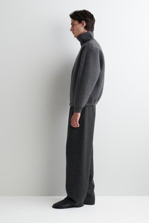 COS Oversized Felted-Scuba Funnel-Neck Jumper in Grey - Men
