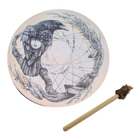 Shamantromme Sibirisk tromme Spirituel Musiktromme M/ Tree Of Life Art Home Decor Crow Drum