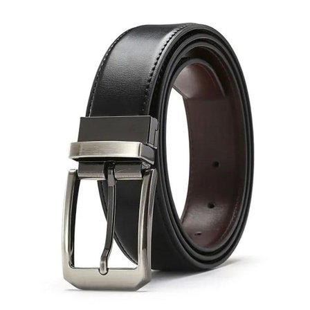 Elegant REVERSIBELT i skinn (to farger) - Svart + Brun Svart
