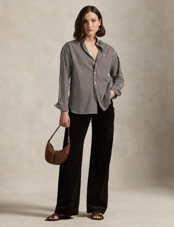 Polo Ralph Lauren Relaxed Fit Striped Cotton Shirt - Brown - XS