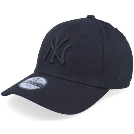 New Era - Kids New York Yankees League Essential 9FORTY Black/Black Adjustable Adjustable Black Cap - MLB @ Hatstore