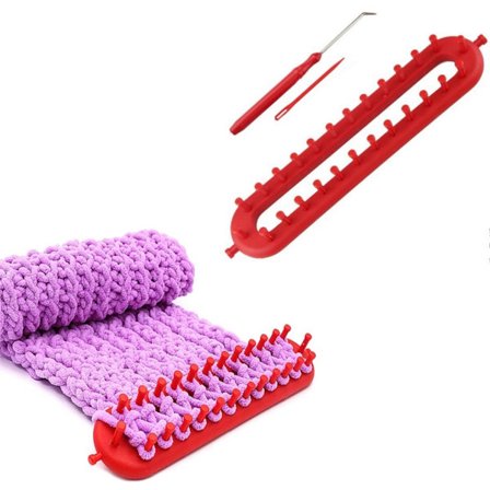 1 stk. - Håndsveivet strikkemaskin - Garnstrikkemaskin - Skjerf strikkemaskin - 26 cm - Rød