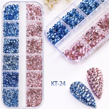 Glitter Rhinestones Platt ryg Glänsande stenar Nail art Kristallglas Nagelädelstenar Strass Tilbehør Nagelpärla 5