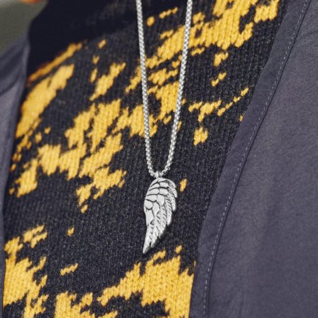 Egan | Collier L'aile en métal argenté pour hommes - Chaînes en acier