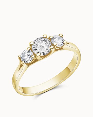 Bagues à trois pierres Embla, or jaune 18 carats - Bagues de fiançailles et bagues de fiançailles Alliances de Vanbrun