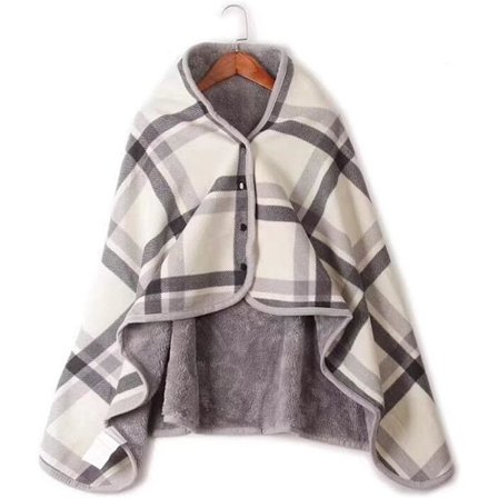 Varm bärbar filt, poncho filt med knappar, gosig fleece mysfilt, 80x130cm