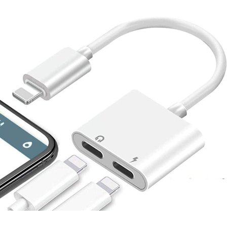 Hörlursuttag adapter för iPhone Adapter Splitter Laddare och Hörlurar för med iPhone 11/XR/XS/X/7/8 Ljud och laddare och samtals- och