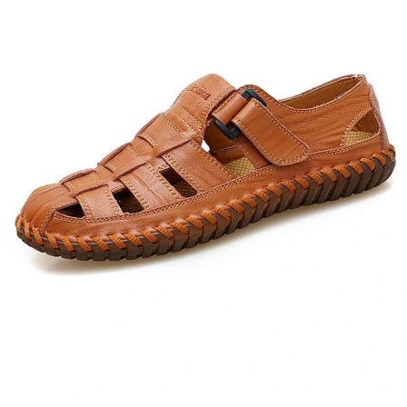 Herresandaler Lær Lukking Vandresko Sommer Komfortable Utendørssport Vandring (Rødbrun, 40)