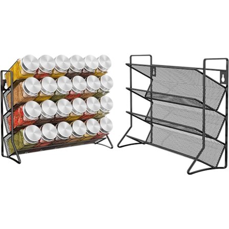 3-lags krydderihylde, fritstående metal køkkenhylde, urter, krydderiflasker, opbevaring, pæn krydderiholder til bordplade, skab